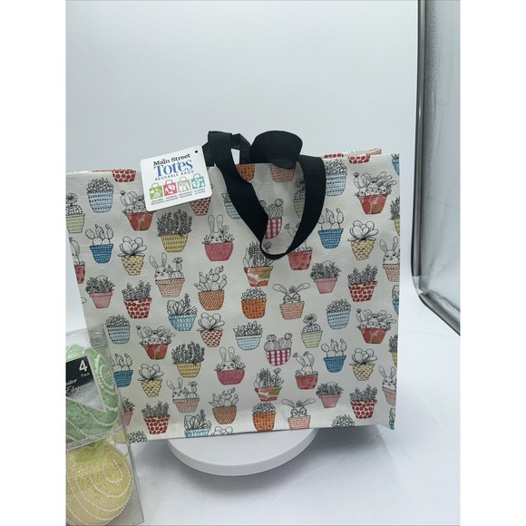Handbags - Easter Spring Bunny Rabbits Basket Flowers Gift Reusable MainStreet Tote Bag New